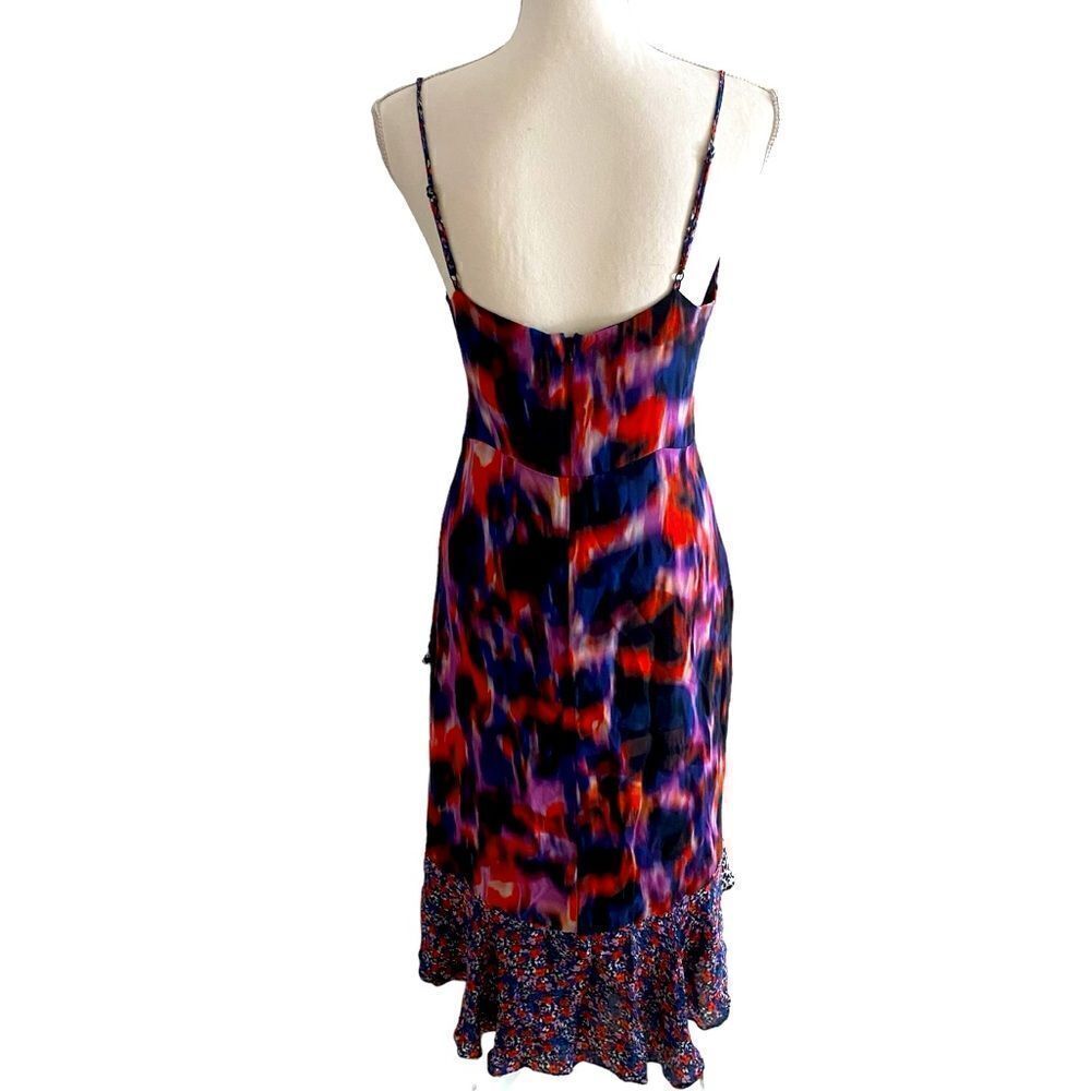 Parker Floral Animal Print Boho Silk Dress Size 6 - Picture 5 of 7